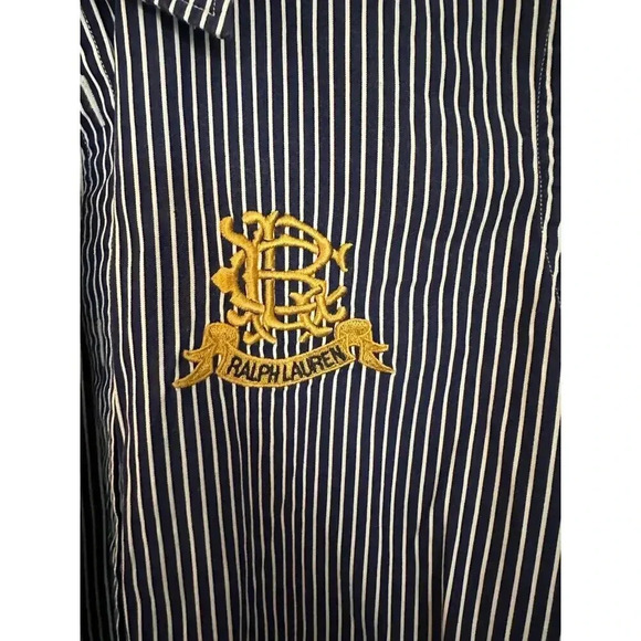 Ralph Lauren Sport Women's Long Sleeve Pinstripe Button Down Shirt Size 4 - Picture 2 of 5